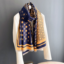 Load image into Gallery viewer, Scarf Cashmere - Gold & Blue