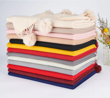 Load image into Gallery viewer, Scarf Cashmere Fluffy Tassels - Soft Pink