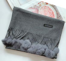 Load image into Gallery viewer, Scarf Cashmere Fluffy Tassels Grey Silver