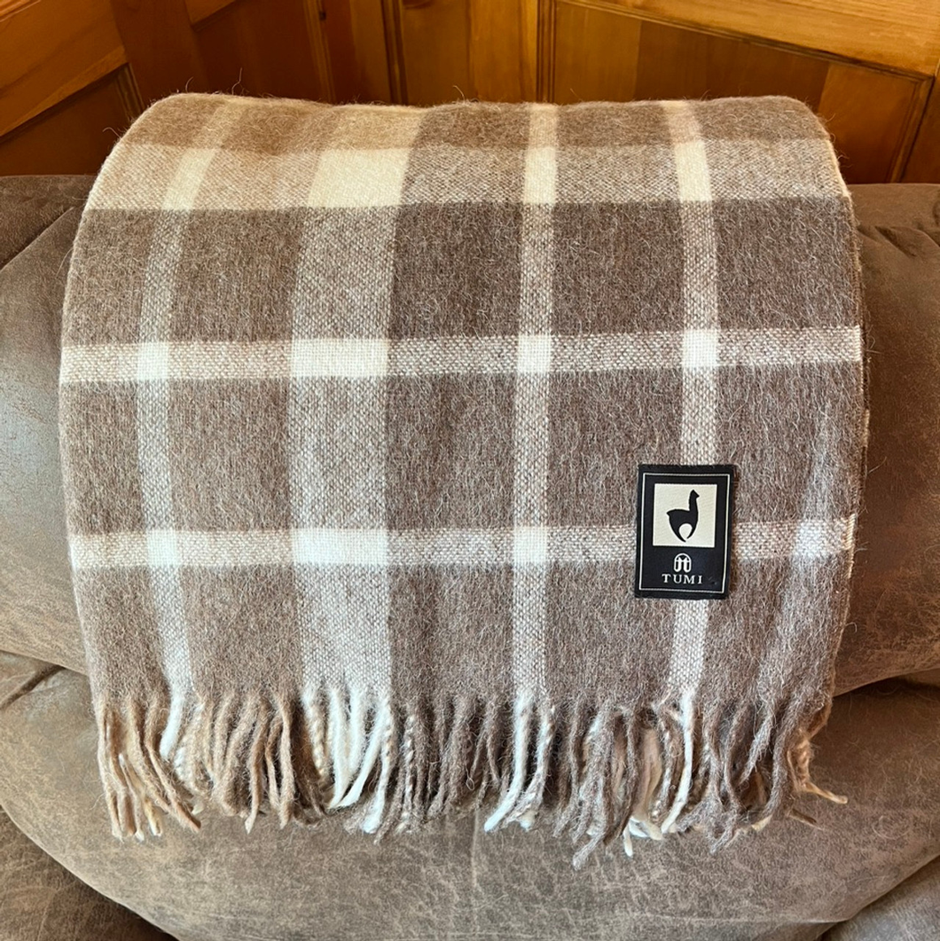 Tumi Alpaca Scottish Blanket - Brown Check