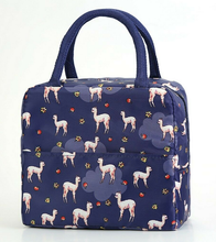 Load image into Gallery viewer, Lunch Bag - Blue Alpacas
