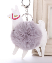 Load image into Gallery viewer, Colourful Alpaca Pom Pom Key Chains
