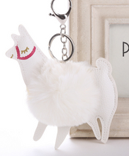 Load image into Gallery viewer, Colourful Alpaca Pom Pom Key Chains
