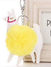 Load image into Gallery viewer, Colourful Alpaca Pom Pom Key Chains
