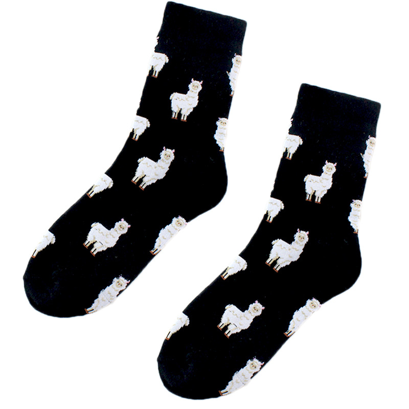Women's Alpaca Image Black Socks