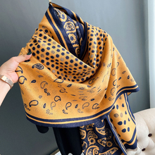 Load image into Gallery viewer, Scarf Cashmere - Gold &amp; Blue
