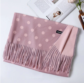Scarf Cashmere Dusty Pink Polka Dots