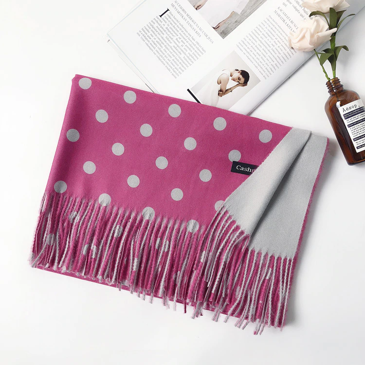 Scarf Cashmere Hot Pink Polka Dots