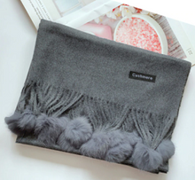 Load image into Gallery viewer, Scarf Cashmere Fluffy Tassels Grey Silver
