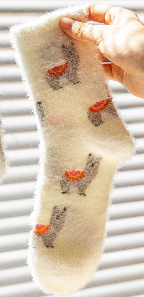 Alpaca Fluffy Printed Socks