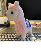 Load image into Gallery viewer, Pink Plush Alpaca with Blue Saddle - Maisy
