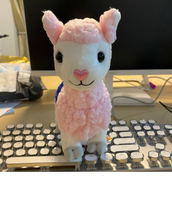 Load image into Gallery viewer, Pink Plush Alpaca with Blue Saddle - Maisy
