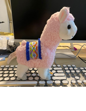 Load image into Gallery viewer, Pink Plush Alpaca with Blue Saddle - Maisy
