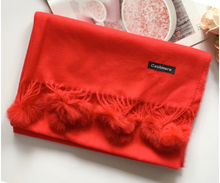 Load image into Gallery viewer, Scarf Cashmere Fluffy Tassels - Red
