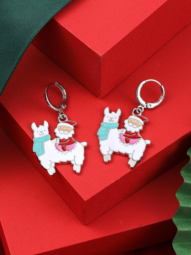 Alpaca Christmas Earrings