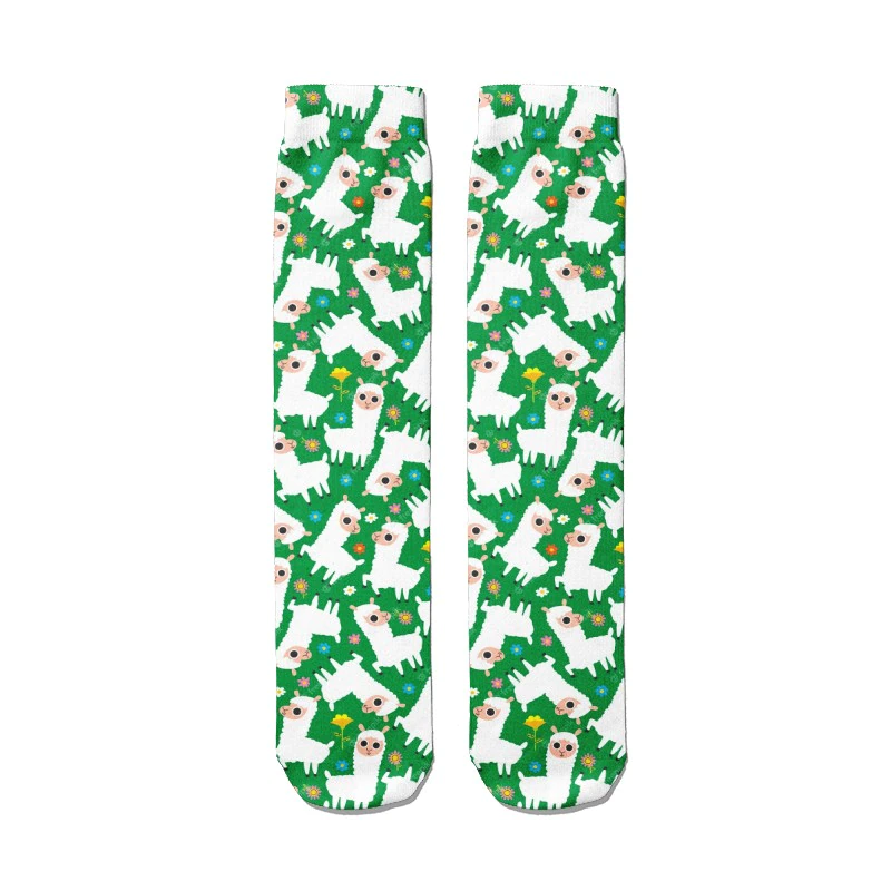 Alpaca Printed Long Socks - Green